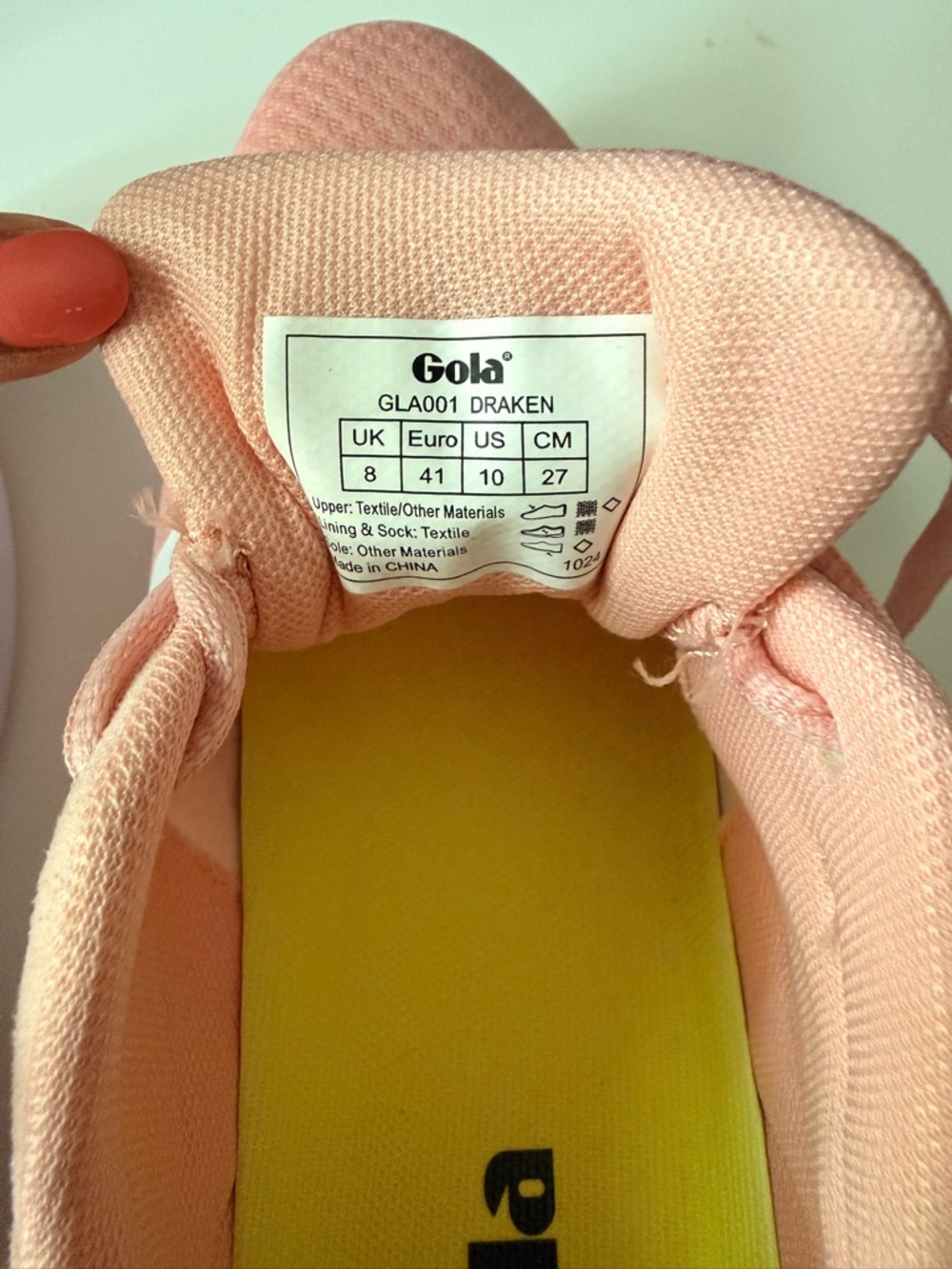 Gola Size 10 Light Salmon Pink and White Mesh Running Sneakers - Picture 6 of 6